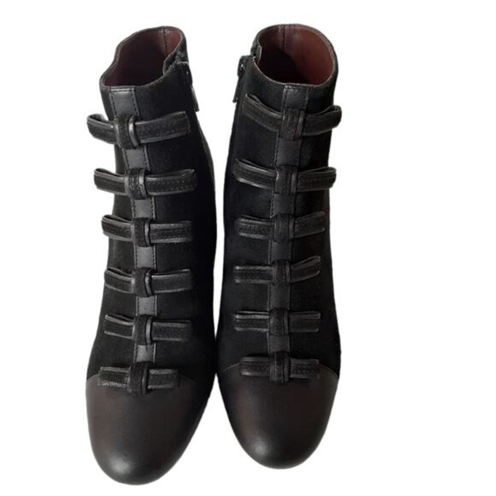 NEW SEE BY CHLOE Boot Size 6.5 Victorian Style Side Zip Block Heel Black Leather